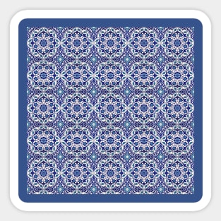 Colorful Turkish Ottoman Iznik Blue White Tile Motif Sticker